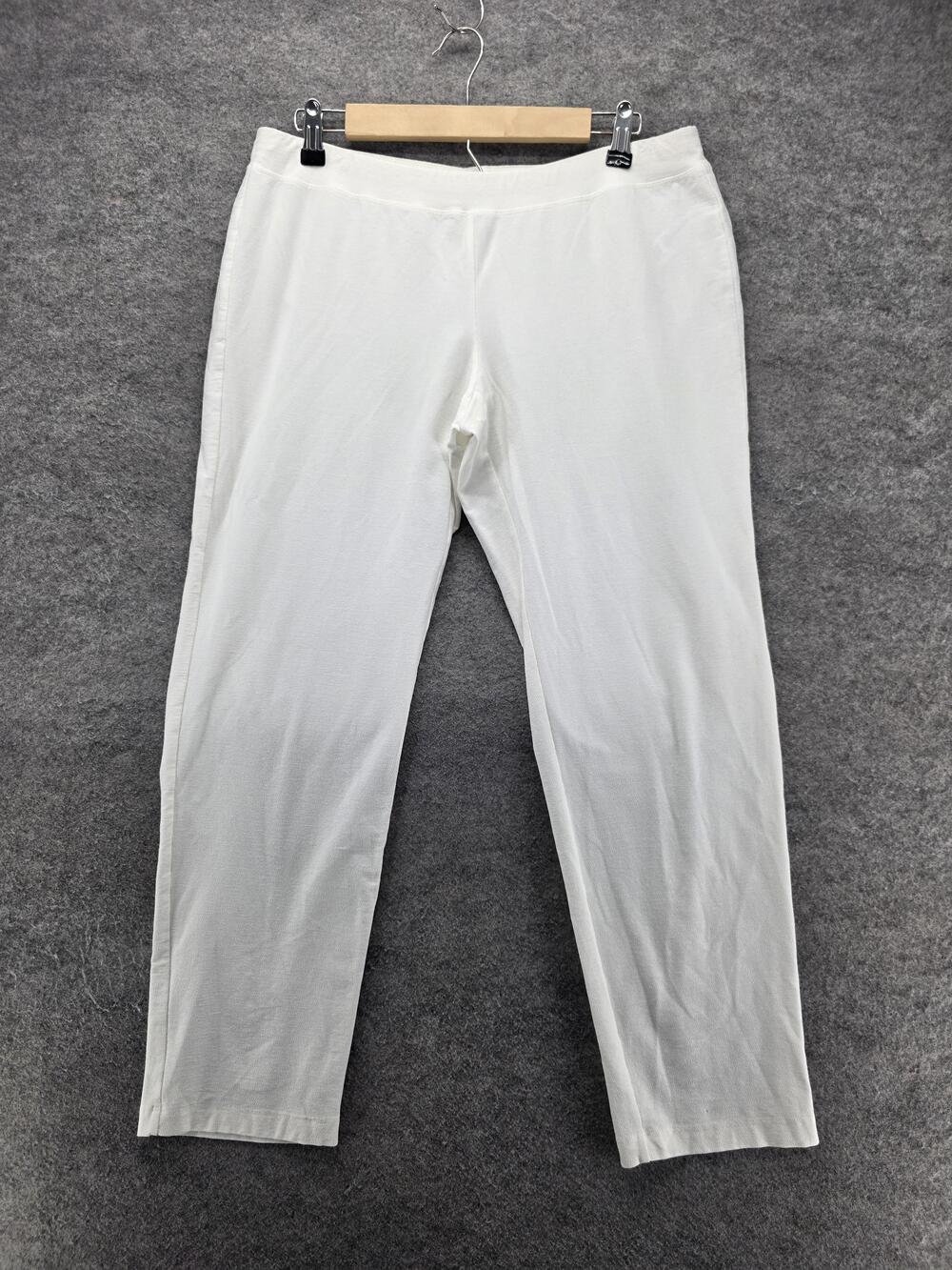 Eileen Fisher Leggings Womens M White Ankle Knit Footless Elastic Waist Stretch